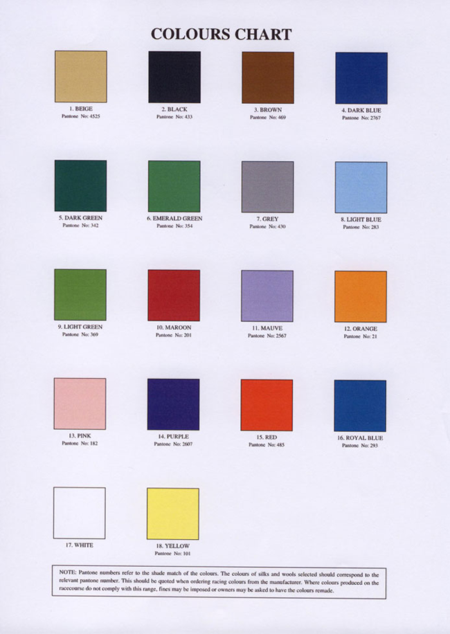 Color Cross Chart For Horses